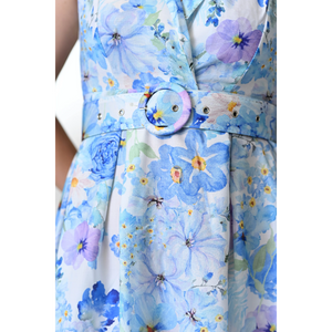 The Oceanique Watercolor Blue Floral Dress