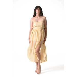 The Nysa Midi Light Gold Mini Dress