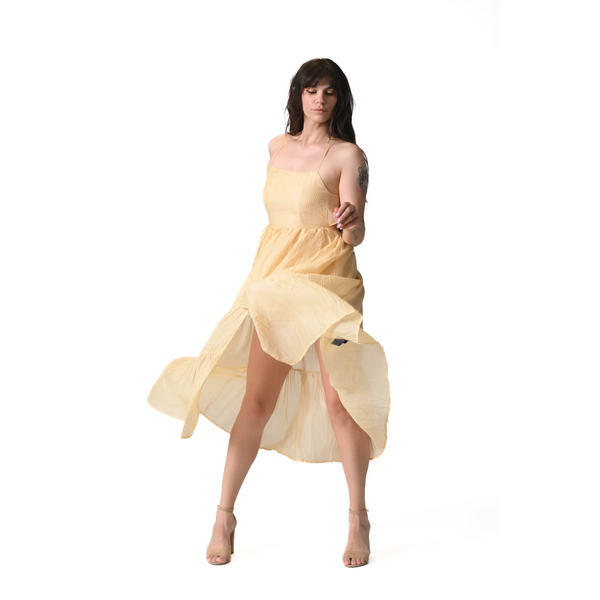 The Nysa Midi Light Gold Mini Dress